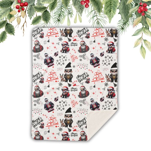 Niedlicher Gangster Weihnachten auf Weiß | Sherpadecke