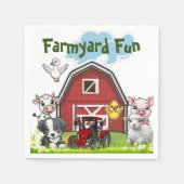 Niedlicher Garten Fun Tiere Rotes Land Stall Serviette (Vorderseite)