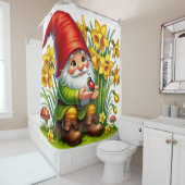 Niedlicher Garten-Gnome mit Blume Duschvorhang (Beispiel)