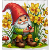 Niedlicher Garten-Gnome mit Blume Duschvorhang (Vorderseite)