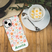 Niedlicher Garten rosa orangefarbener Name Case-Mate iPhone Hülle