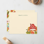 Niedlicher Gartengarten Herbstblätter Pilz & Pumpk Mitteilungskarte (Vorderseite/Rückseite Beispiel)