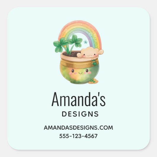 Niedlicher Gartenplaner mit Regenbogen- und Kleber Quadratischer Aufkleber (Vorderseite)