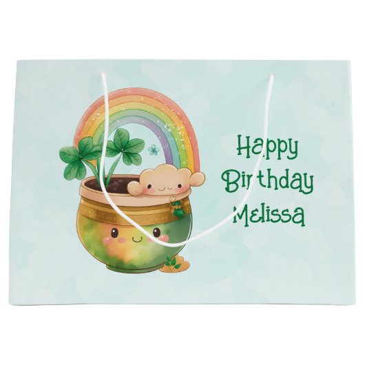 Niedlicher Gartenplanter mit Regenbogen & Kleber G Große Geschenktüte (Vorderseite)