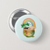 Niedlicher Gartenplanter mit Regenbogen & Klee Button (Vorne & Hinten)