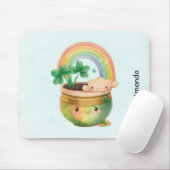 Niedlicher Gartenplanter mit Regenbogen & Klee Mousepad (Mit Mouse)