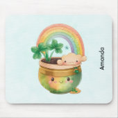 Niedlicher Gartenplanter mit Regenbogen & Klee Mousepad (Vorne)