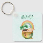 Niedlicher Gartenplanter mit Regenbogen & Klee Schlüsselanhänger (Vorderseite)