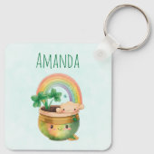 Niedlicher Gartenplanter mit Regenbogen & Klee Schlüsselanhänger (Rückseite)