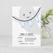 NIEDLICHER GASBOOTRICK ODER LECKEREIEN KIDS HALLOW EINLADUNG (Stehend Vorderseite)