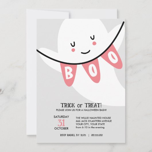 NIEDLICHER GASBOOTRICK ODER LECKEREIEN KIDS HALLOW EINLADUNG (Vorderseite)