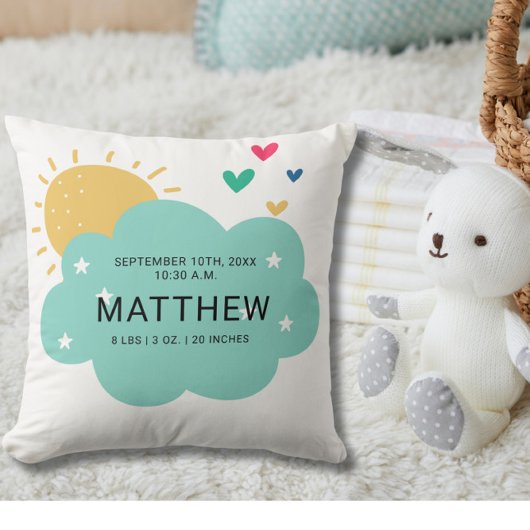 Niedlicher Geburtsstat Neugeborenes-Keuchpilz Kissen