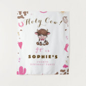 Niedlicher Geburtstag der heiligen Kuh im Hochland Wandteppich (Vorderseite)