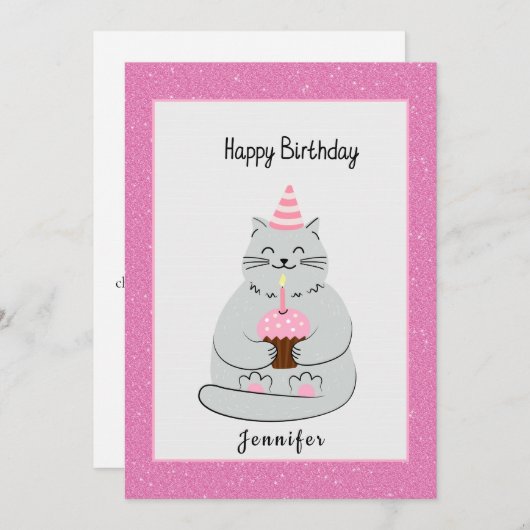 Niedlicher Geburtstag der Katze (Vorne/Hinten)