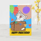 Niedlicher Geburtstag der Katze Karte (Gelbe Blume)