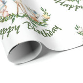 Niedlicher Geburtstag des Reh Geschenkpapier (Rolleneckpunkt)