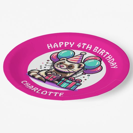 Niedlicher Geburtstag des vermeintlichen Mädchens  Pappteller (Schrägansicht)