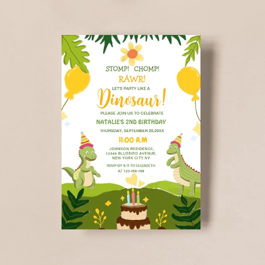 niedlicher Geburtstag eines Dinosauriers Einladung