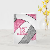 niedlicher Geburtstag eines gürmisch-rosa Volleyba Karte (Gelbe Blume)
