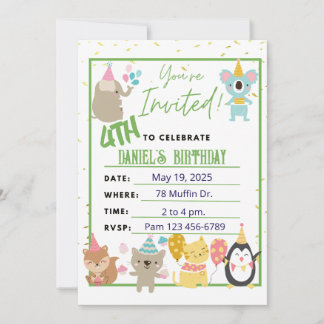 Niedlicher Geburtstag eines Kindes mit Party in Gr Einladung