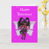 niedlicher Geburtstag eines rosa Märchens Karte (Gelbe Blume)