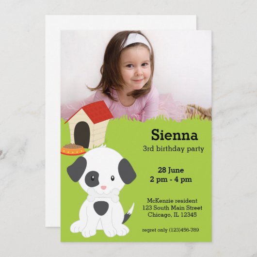 Niedlicher Geburtstag Einladung (Vorne/Hinten)