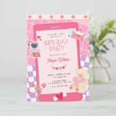 Niedlicher Geburtstag in Rosa Einladung (Stehend Vorderseite)