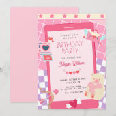 Niedlicher Geburtstag in Rosa Einladung (Vorne/Hinten)