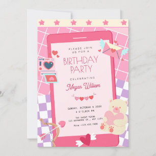 Niedlicher Geburtstag in Rosa Einladung