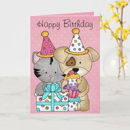 Niedlicher Geburtstag Karte (Gelbe Blume)