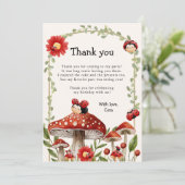 Niedlicher Geburtstag unseres kleinen Ladybug-Mädc Dankeskarte (Stehend Vorderseite)