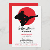 Niedlicher Geburtstag von Ninja Rot und Schwarz Einladung (Vorne/Hinten)