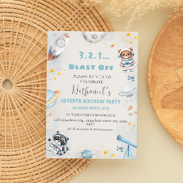 Niedlicher Geburtstag zum Thema Weltraumexplosion Einladung