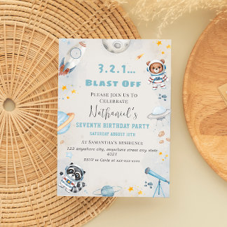 Niedlicher Geburtstag zum Thema Weltraumexplosion Einladung