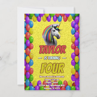 Niedlicher Geburtstagsaufenthalt von Cudly Unicorn Einladung