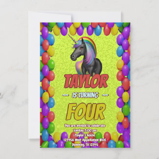 Niedlicher Geburtstagsaufenthalt von Cudly Unicorn Einladung