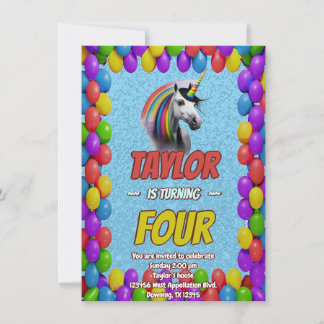 Niedlicher Geburtstagsaufenthalt von Cudly Unicorn Einladung