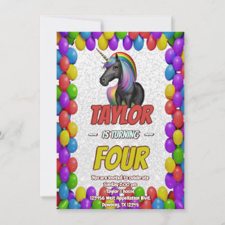 Niedlicher Geburtstagsaufenthalt von Cudly Unicorn Einladung