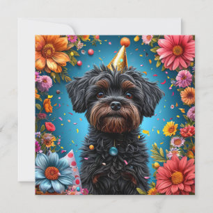 Niedlicher Geburtstagshut-Welpe Einladung