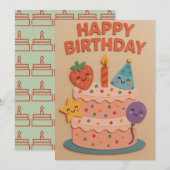 Niedlicher Geburtstagskuchen lächeln (Vorne/Hinten)