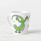 Niedlicher Gecko-Cartoon personalisiert Milchtasse (Linke Ecke)
