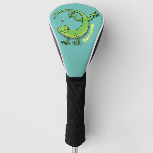Niedlicher Gecko-Eidechse, personalisierter Cartoo Golf Headcover (Vorderseite)