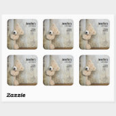 Niedlicher gegossener Bär Rustikales Holzwandgesch Quadratischer Aufkleber (Blatt)