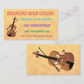 Niedlicher Geigenlehrer Cartoon Visitenkarte (Vorne/Hinten)