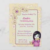 Niedlicher Geisha-rosa und weißes Einladung (Vorne/Hinten)