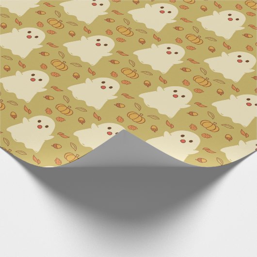 Niedlicher Geist auf Salbei Geschenkpapier (Ecke)