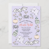 Niedlicher Geist, Bat & Spider Halloween Kinderdus Einladung (Vorderseite)