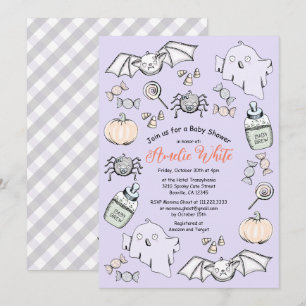 Niedlicher Geist, Bat & Spider Halloween Kinderdus Einladung