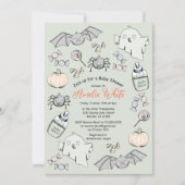 Niedlicher Geist, Bat & Spider Halloween Kinderdus Einladung (Vorderseite)