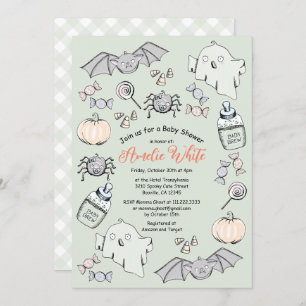 Niedlicher Geist, Bat & Spider Halloween Kinderdus Einladung